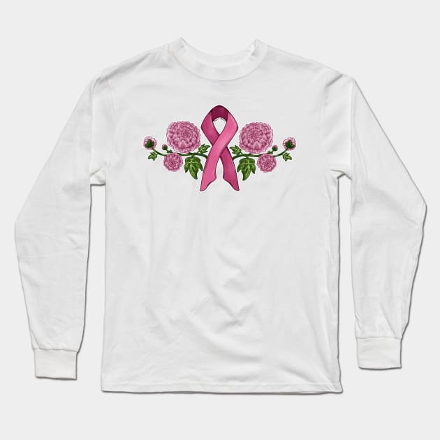 Breast Cancer Support - White Long Sleeve T-Shirt by SierraAshura